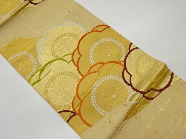 JAPANESE KIMONO / VINTAGE FUKURO OBI / WOVEN GRID & UME BLOSSOM